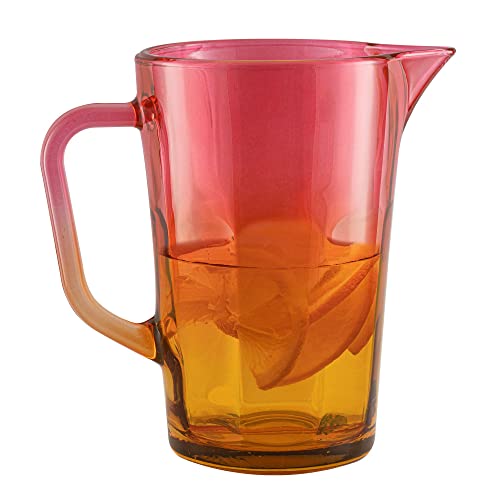 TREND FOR HOME Wasserkaraffe Glas 1 Liter mit Handlichem Griff Bunt Wasserkrug 19 cm Glaskanne Orange Rosa Glaskrug Wasserkanne Glaskaraffe Glas Carafe Pitcher Glaskanne 1l | Gigi Magical Sunrise von TREND FOR HOME