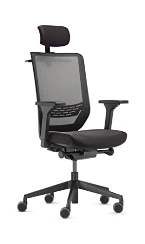 Trendoffice to-sync mesh pro, ergonomischer Bürostuhl / Schreibtischstuhl mit Kopfstütze, Mesh-Rücken, 4D Armlehnen, Lordosenstütze, zur Vorbeugung von Rücken- und Nackenschmerzen | by Dauphin von TREND OFFICE