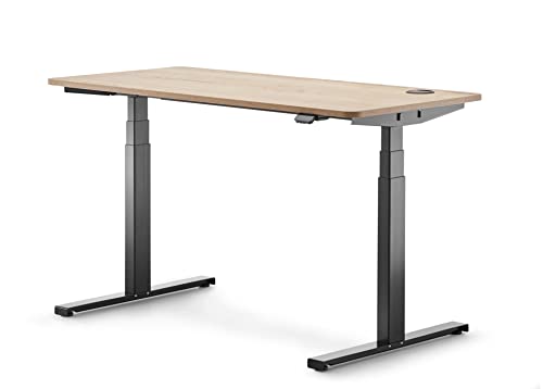 Trendoffice to-Swift smart Table | elektrisch höhenverstellbarer Schreibtisch | beugt Rückenschmerzen vor | Memory-Funktion, Bedienung per App (Platte Eiche, Gestell schwarz) von TREND OFFICE