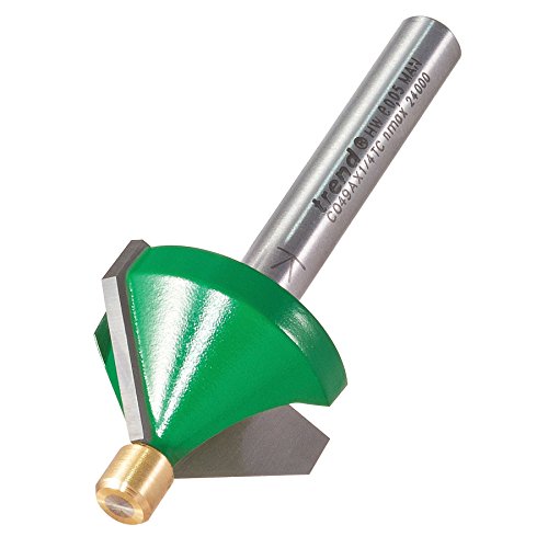 Trend CraftPro Pin-geführter Fasenfräser, 1/4 Zoll Schaft, 25,5 mm Schnittdurchmesser & 45 Grad V-Nut, Hartmetallbestückt, C049AX1/4TC von TREND