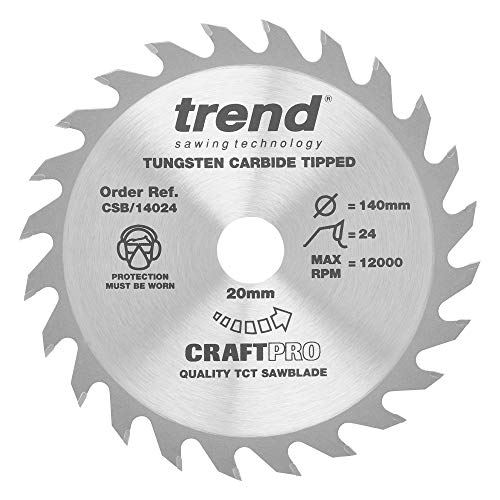 Trend CraftPro CSB/14024 TCT Kombi-Sägeblatt für Holz, 140 mm Durchmesser, 20 mm Bohrung, 24 Zähne, 2,4 mm Schnittfuge, 15° Haken, CSB/14024 von TREND