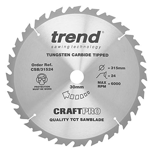 Trend CraftPro TCT-Sägeblatt, 315mm Durchmesser x 24 Zähne x 30mm Bohrung, Hartmetallbestückt, CSB/31524 von TREND