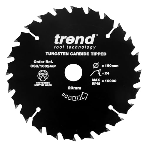 Trend Holz PTFE Kreissägeblatt, 160mm Durchmesser, 20mm Bohrung, 24 Zähne, HW, 2,2mm Schnittbreite, CSB/16024/P von TREND