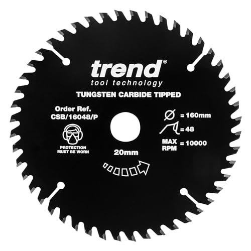 Trend Holz PTFE Kreissägeblatt, 160mm Durchmesser, 20mm Bohrung, 48 Zähne, HW, 2,2mm Schnittbreite, CSB/16048/P von TREND