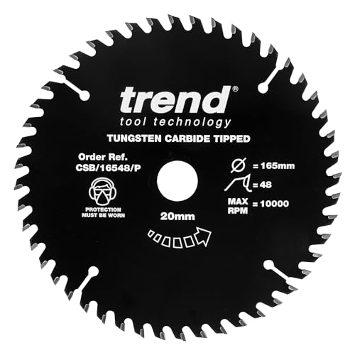 Trend Holz PTFE Kreissägeblatt, 165mm Durchmesser, 20mm Bohrung, 48 Zähne, HW, 2,2mm Schnittbreite, CSB/16548/P von TREND
