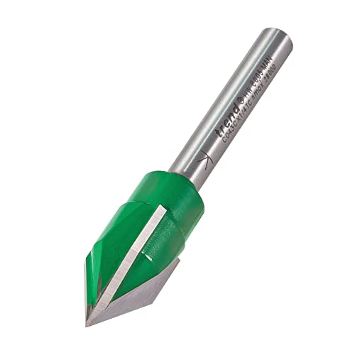 Trend CraftPro C043CX1/4TC Fräser-Bit, 3-Nut-Gravierer, 1/4-Zoll-Schaft, 15,1 mm Schnittdurchmesser & 60-Grad-V-Nut, Wolframkarbid-Spitze von TREND