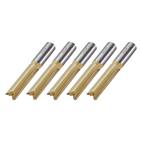 Trend Straight Two Flute Worktop Router Cutter, 1/2 Inch Shank, 12.7mm Cut Diameter & 50mm Cut Length, Tungsten Carbide Tipped, 5 Pack, BR01/5 von TREND