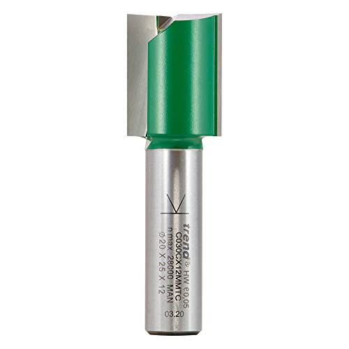 Trend Zweischneidiger Fräser 20 mm Durchmesser x 25 mm Schnitt, geeignet für Anwendungen wie Gravieren, Nuten, Falzen und flaches Stemmen, C030CX12MMTC von TREND
