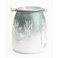 Trendline - Windlicht Glas Winter ø 12 cm silber-weiß Deko-Kerzenständer & -Teelichthalter von TRENDLINE