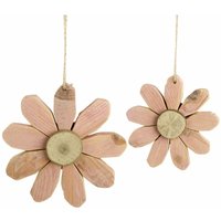 Trendline - Deko Hänger Blume Holz 13 cm natur rosa Deko-Accessoires von TRENDLINE