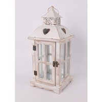 Deko Laterne Holz 38 x 17 cm weiß Laterne von TRENDLINE