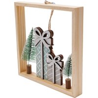Deko Weihnachtsanhänger Holz Geschenk 18 x 3,5 x 18 cm grün weiß Hängedekoration - Trendline Deko Weihnachtsanhänger Holz Geschenk 18 x 3,5 x 18 cm grün weiß Hängedekoration - Trendline von TRENDLINE