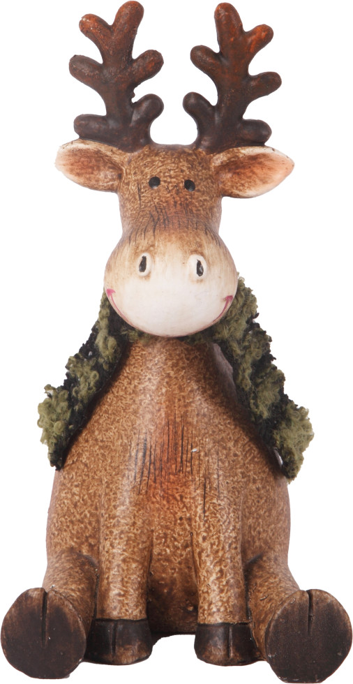 Dekofigur Rentier sitzend Polyresin 15 x 8 cm braun von TRENDLINE