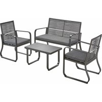 Lounge Set Bari Sitzgruppe Garten Möbel Alu Anthrazit Stuhl Tisch - Trendline von TRENDLINE