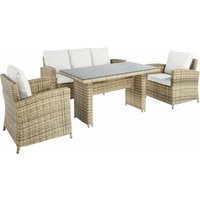 Trendline - Dining Lounge Set Sarino Garten Möbel Sitzgruppe Esstisch Braun Sessel von TRENDLINE