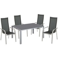 Trendline - Möbelset New York Silber/Schwarz hohe Rückenlehne 1 Tisch + 4 Stuhl Trendline - Möbelset New York Silber/Schwarz hohe Rückenlehne 1 Tisch + 4 Stuhl von TRENDLINE