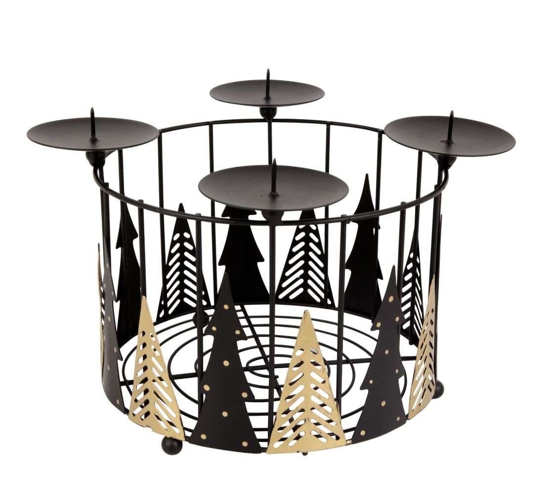 TrendLine Adventskranz Metall Ø 27 x 16 cm schwarz-gold von TRENDLINE