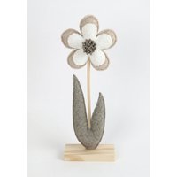 TrendLine Aufsteller Holz Blume 32 x 5 x 11 cm grau-weiß Figuren von TRENDLINE