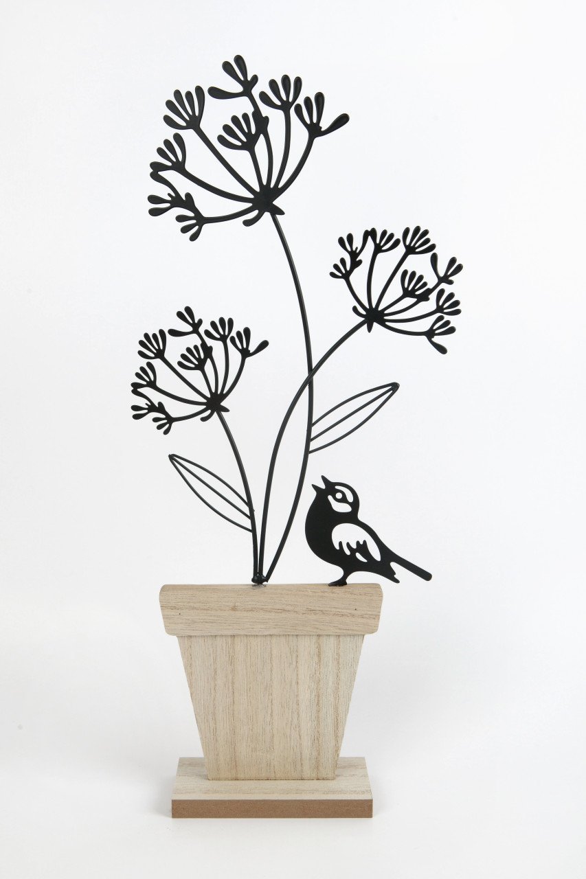 TrendLine Aufsteller Holz Blumen mit Vogel 45 x 6 x 21 cm weiß-schwarz TrendLine Aufsteller Holz Blumen mit Vogel 45 x 6 x 21 cm weiß-schwarz von TRENDLINE