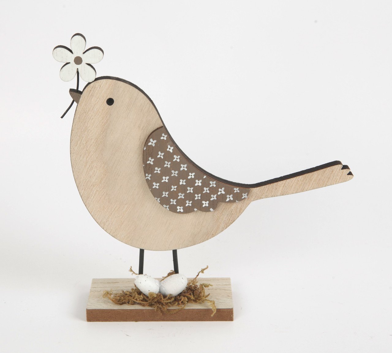 TrendLine Aufsteller Holz mit Vogel und Blumen 18 x 4 x 18 cm von TRENDLINE