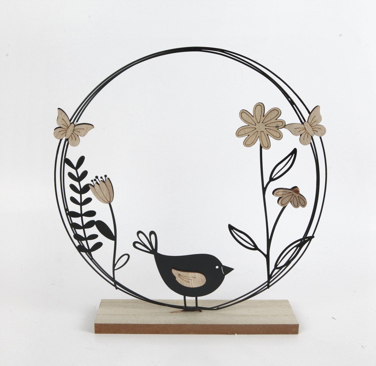 TrendLine Aufsteller Holz mit Vogel und Blumen 29 x 6 x 30 cm von TRENDLINE