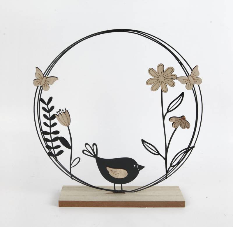 TrendLine Aufsteller Holz mit Vogel und Blumen 29 x 6 x 30 cm von TRENDLINE