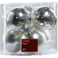 TrendLine Christbaumkugeln 6 Kugeln Ø 8 cm Glas Silber Weihnachtskugeln von TRENDLINE