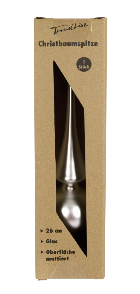 TrendLine Christbaumspitze aus Glas 26 cm silber mattiert TrendLine Christbaumspitze aus Glas 26 cm silber mattiert von TRENDLINE