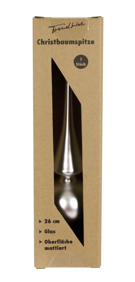 TrendLine Christbaumspitze aus Glas 26 cm silber mattiert TrendLine Christbaumspitze aus Glas 26 cm silber mattiert von TRENDLINE