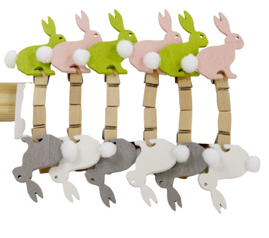 TrendLine Clip Osterhase 3,5 cm natur bunt 12 Stück von TRENDLINE