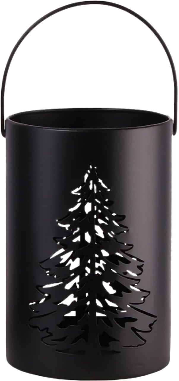 TrendLine Deko Eisen Windlicht Laterne Tannenbaum Ø18,5 x 12 cm schwarz von TRENDLINE