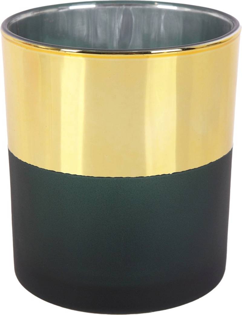 TrendLine Deko Glas Teelichthalter 9 x 10 cm gold schwarz von TRENDLINE