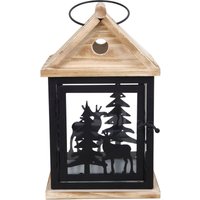 TrendLine Deko Kiefernholzlaterne 26 x 16 x 16 cm schwarz von TRENDLINE