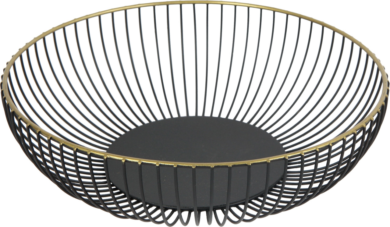 TrendLine Deko Metall Korb rund Ø 28 x 7,5 cm schwarz gold von TRENDLINE