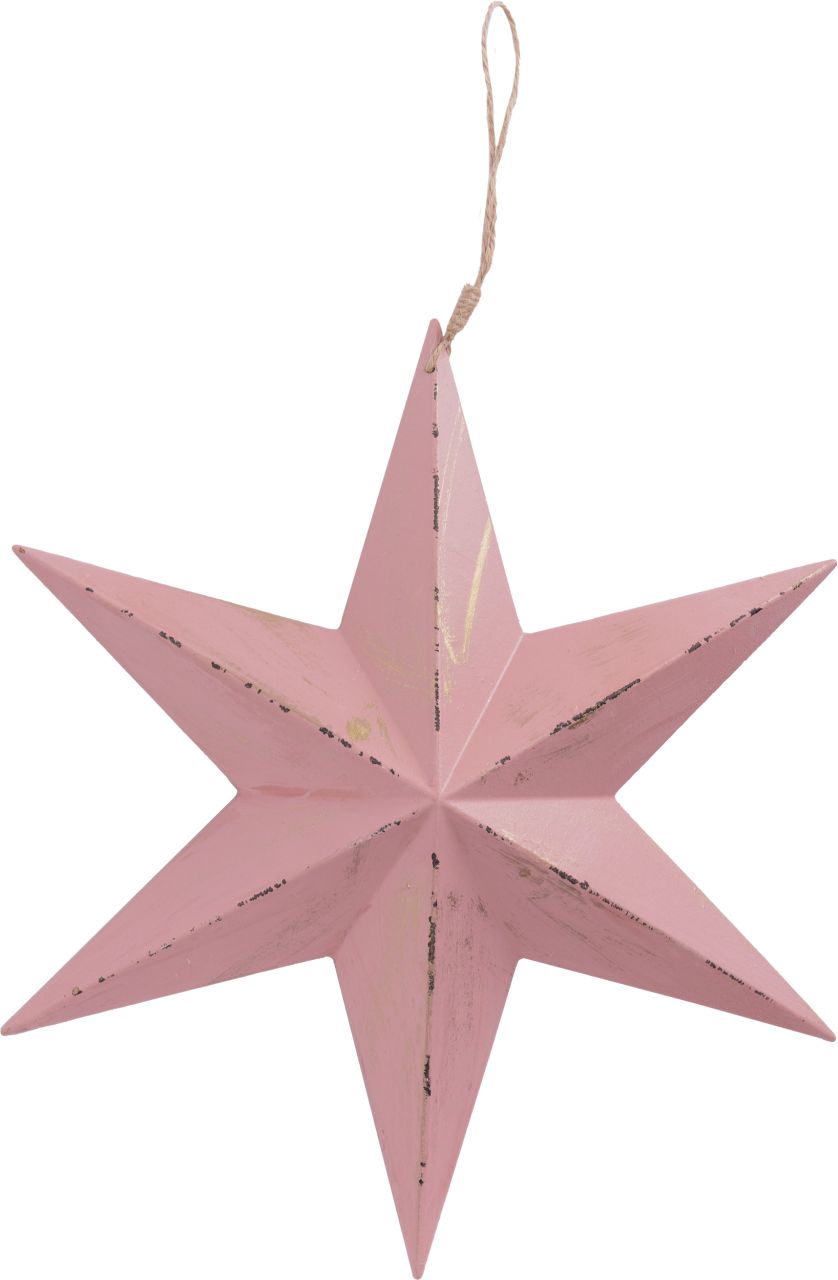 TrendLine Weihnachtsaufhänger Holz Stern 32 x 27 cm rosa von TRENDLINE