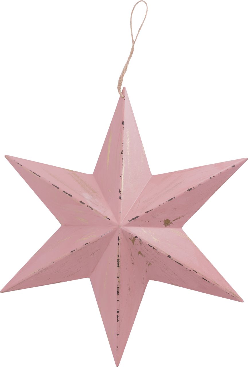 TrendLine Weihnachtsaufhänger Holz Stern 40 x 35 cm rosa von TRENDLINE