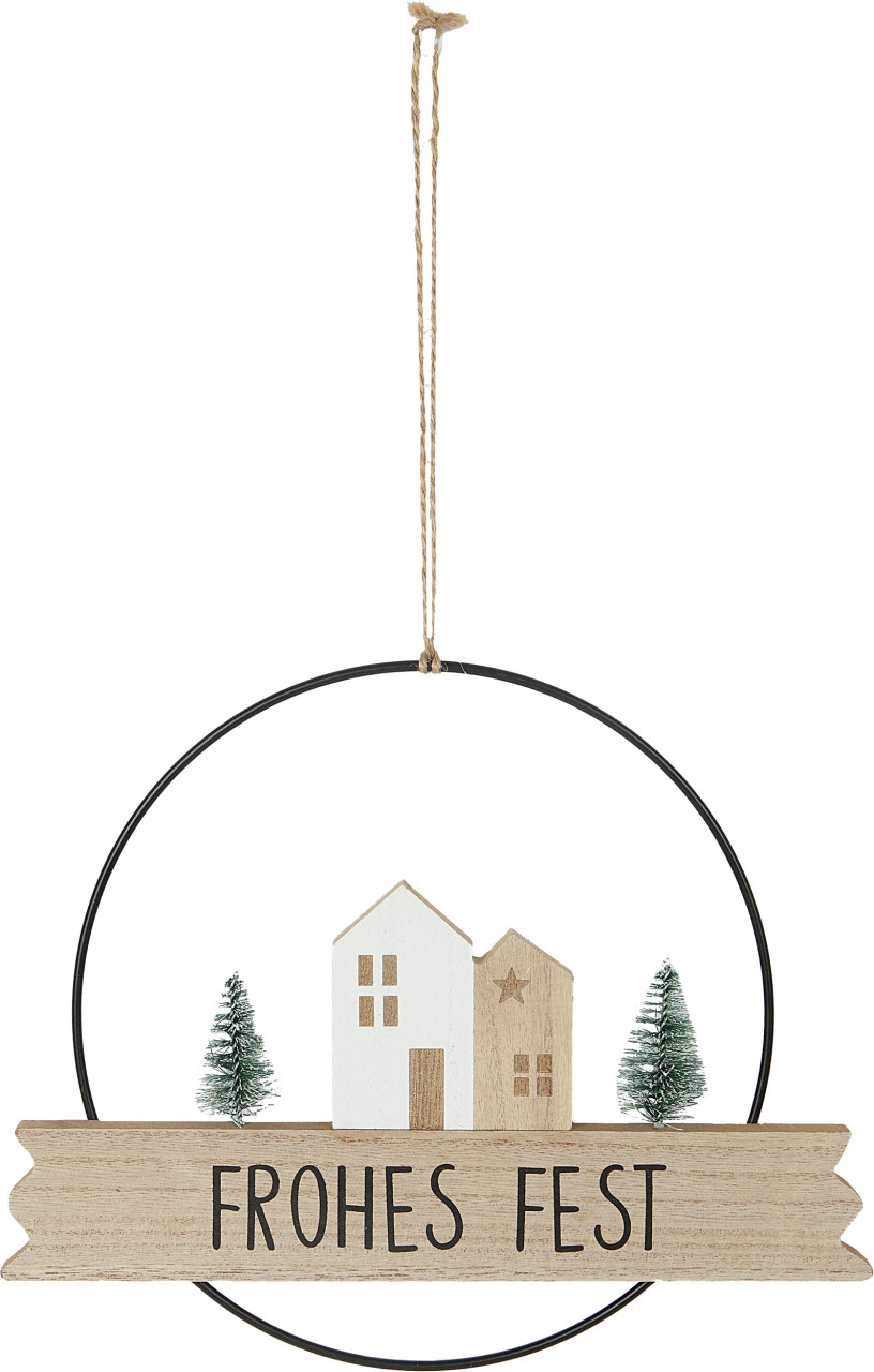 TrendLine Deko Weihnachtsanhänger Metall Frohes Fest 31 x 0,5 x 22 cm braun TrendLine Deko Weihnachtsanhänger Metall Frohes Fest 31 x 0,5 x 22 cm braun von TRENDLINE