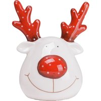 TrendLine Dekofigur Keramik Rentierkopf 11 x 9 cm weiß-rot Dekofigur TrendLine Dekofigur Keramik Rentierkopf 11 x 9 cm weiß-rot Dekofigur von TRENDLINE
