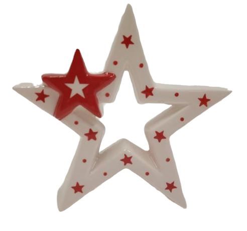 TrendLine Dekofigur Keramik Stern 14 x 14 cm weiß-rot TrendLine Dekofigur Keramik Stern 14 x 14 cm weiß-rot von TRENDLINE