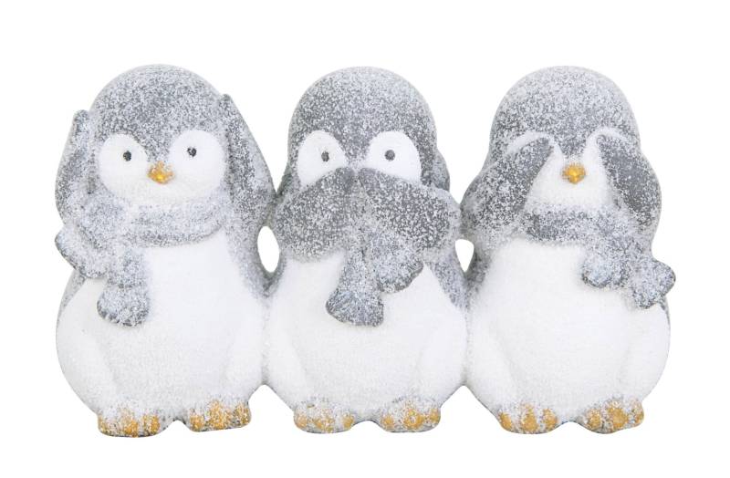 TrendLine Dekofigur Pinguine 16 x 10 cm weiß-grau von TRENDLINE