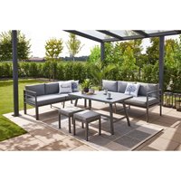 Dining Lounge Set Columbia Sitzgruppe Garten Möbel Ecksofa Grau 5tlg - Trendline von TRENDLINE