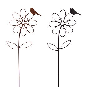 TrendLine Gartenstecker Metall Blume mit Schmetterling sortiert 115 cm von TRENDLINE