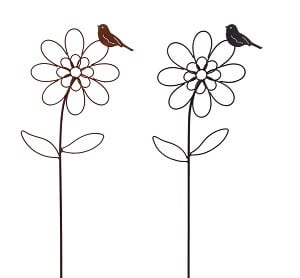 TrendLine Gartenstecker Metall Blume mit Schmetterling sortiert 115 cm von TRENDLINE