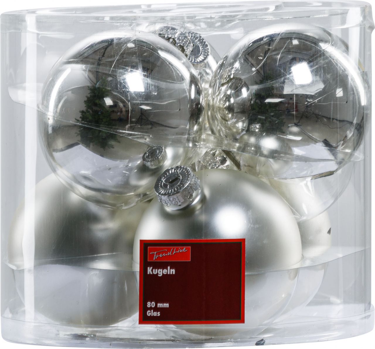TrendLine Glaskugeln in uni glanz/matt Ø 8 cm, silber, 6 Stück TrendLine Glaskugeln in uni glanz/matt Ø 8 cm, silber, 6 Stück von TRENDLINE