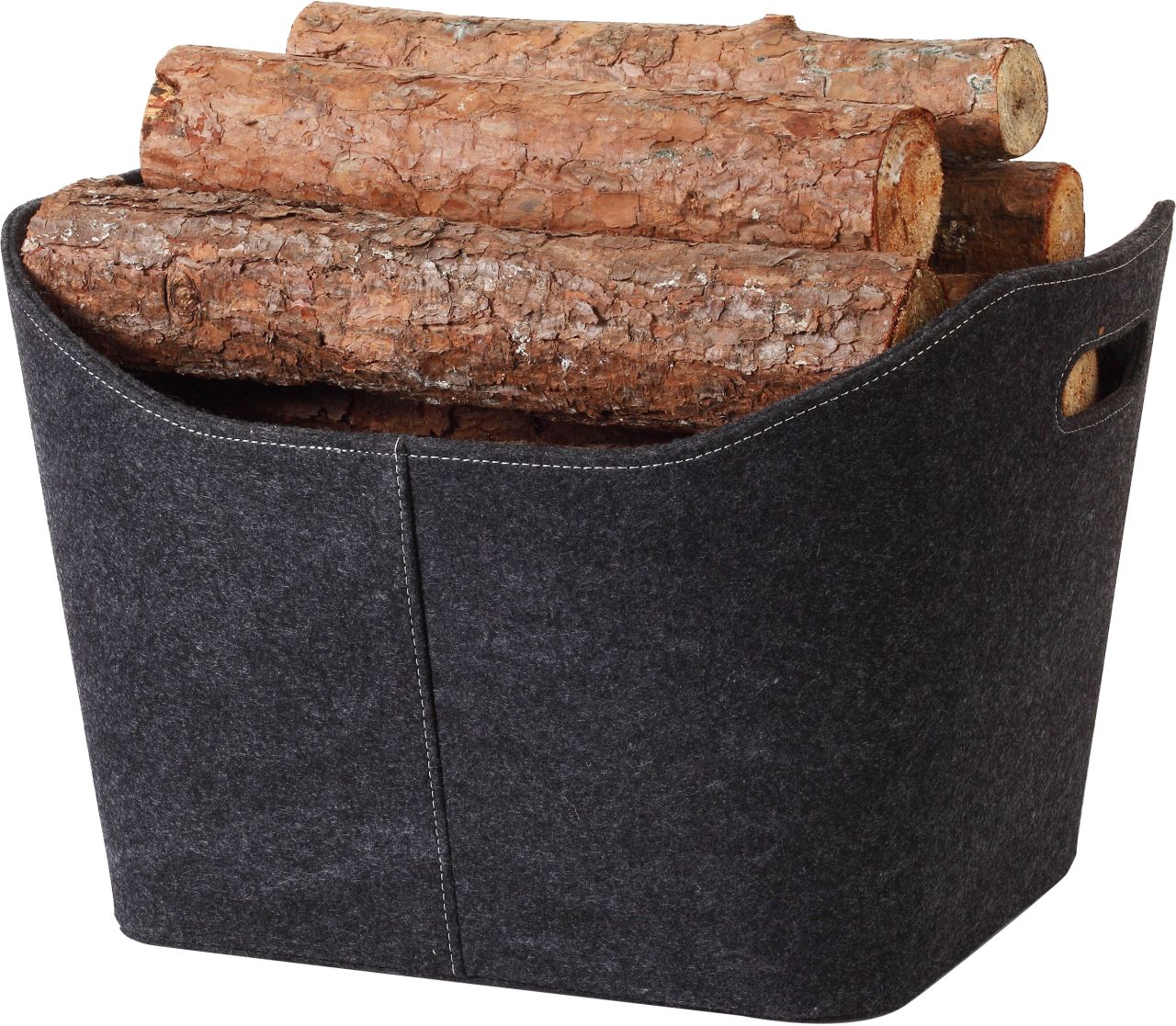 TrendLine Holzkorb Filz 53 x 36 x 43 cm anthrazit von TRENDLINE