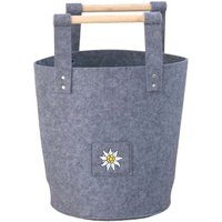 TrendLine Holzkorb Filz Ø 31 x 37 cm dunkelgrau Tragetasche Kaminholz Korb von TRENDLINE