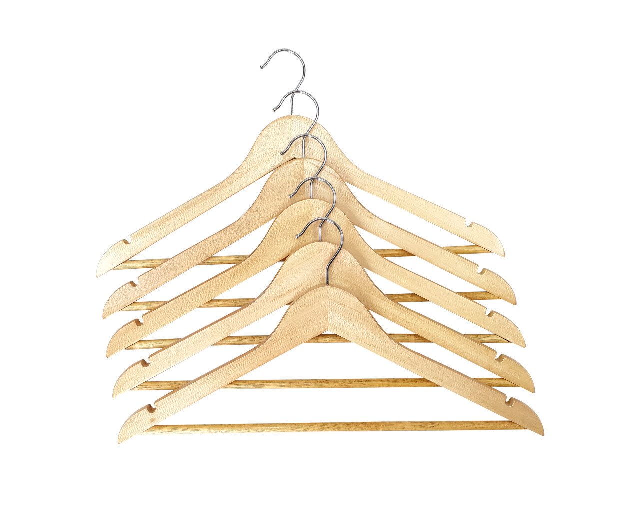 TrendLine Kleiderbügel Holz natur mit Steg 5er Pack von TRENDLINE