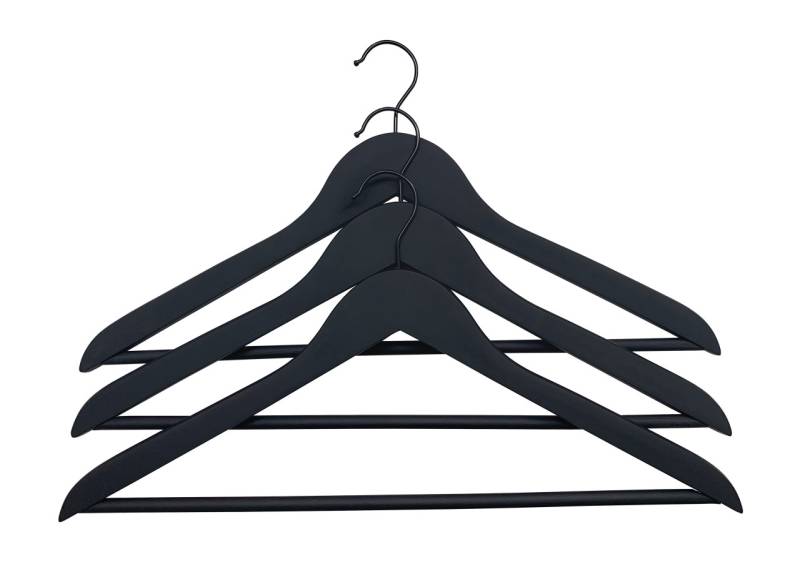 TrendLine Kleiderbügel mit Steg 3er Pack Holz schwarz von TRENDLINE