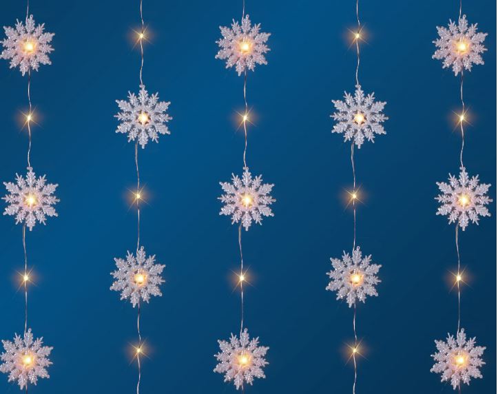 TrendLine LED-Lichtervorhang Schneeflocken Innen 60 x 150 cm warmweiß mit Timer TrendLine LED-Lichtervorhang Schneeflocken Innen 60 x 150 cm warmweiß mit Timer von TRENDLINE