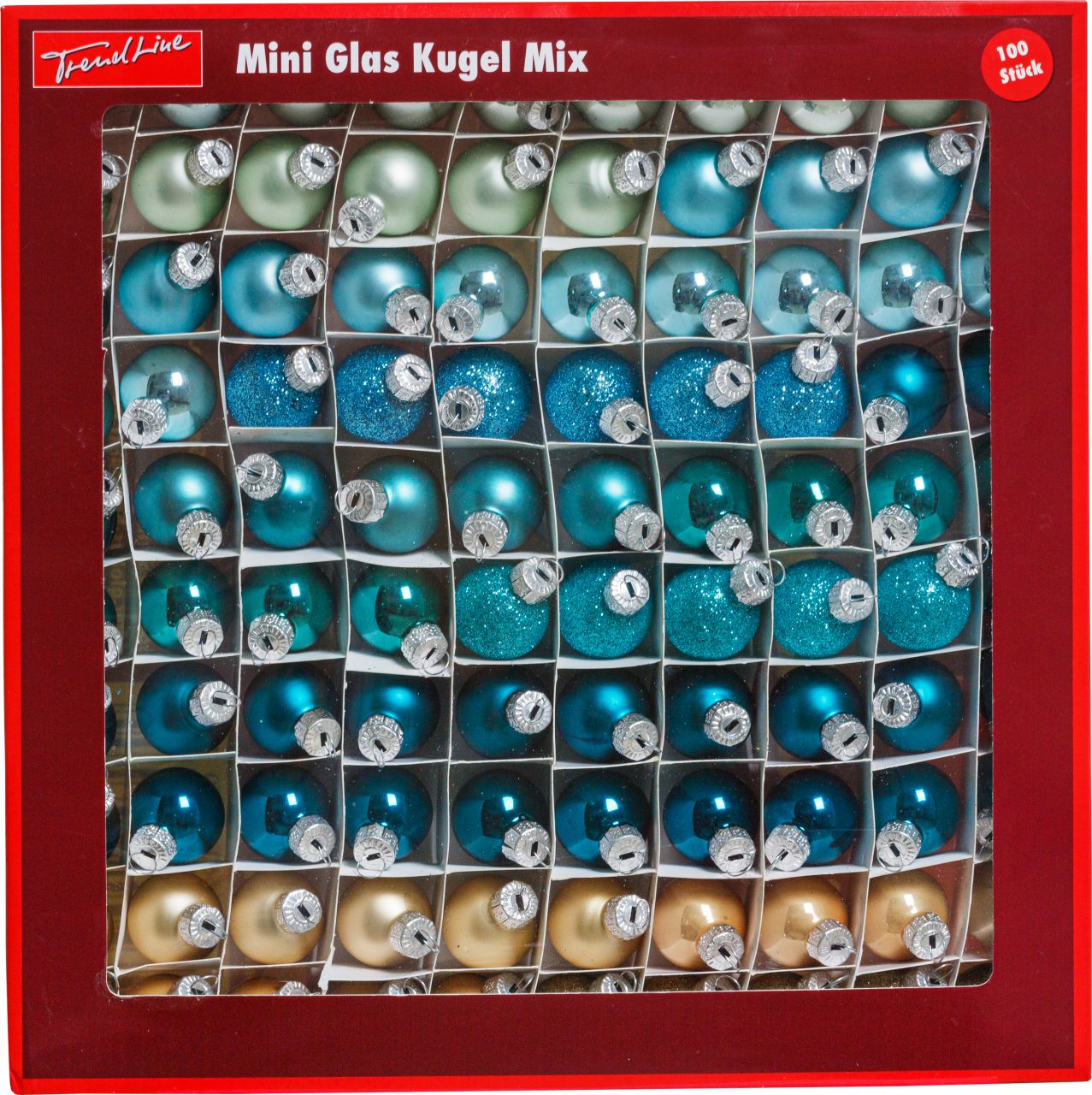 TrendLine Mini-Christbaumkugeln aus Glas Ø 2,5 cm gold-blau 100 Stück von TRENDLINE